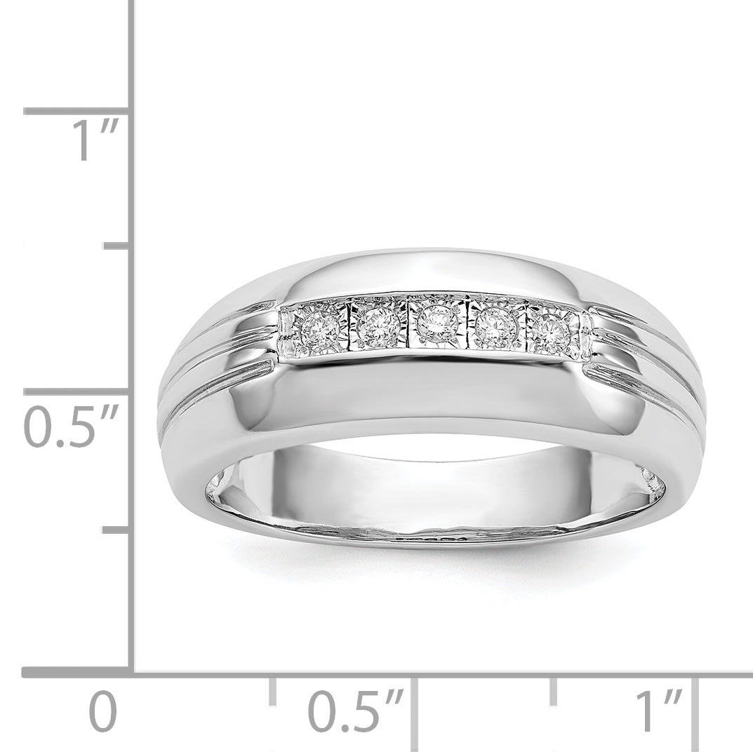 14k White Gold Diamond 5-stone Mens Ring