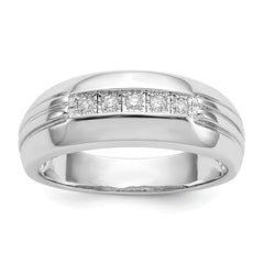 14k White Gold Diamond 5-stone Mens Ring