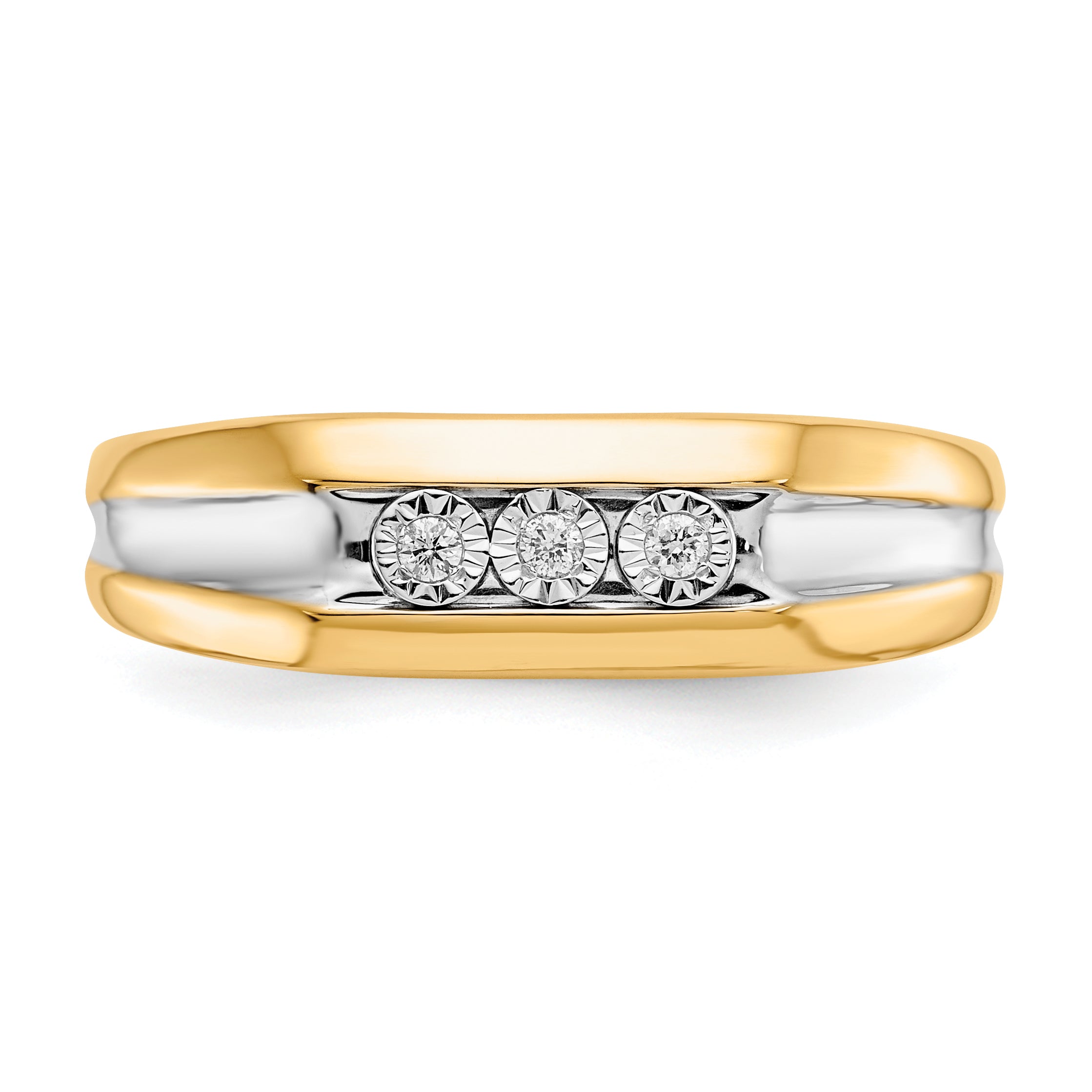 14k with Rhodium Diamond Mens Ring