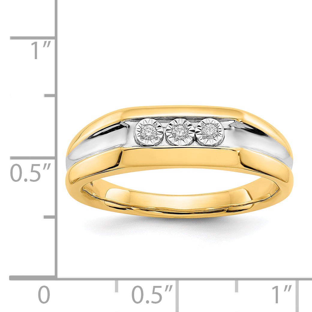 14k with Rhodium Diamond Mens Ring