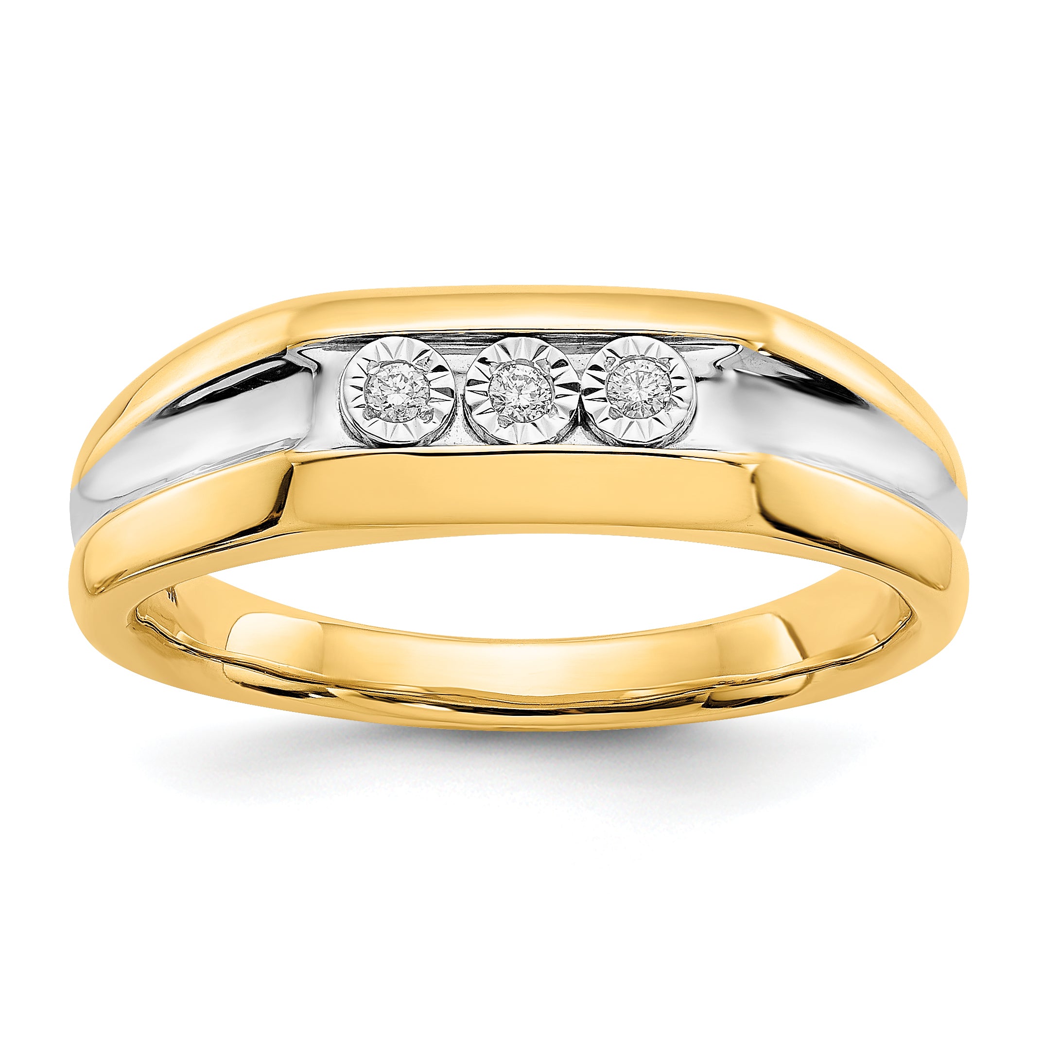 14k with Rhodium Diamond Mens Ring Main image