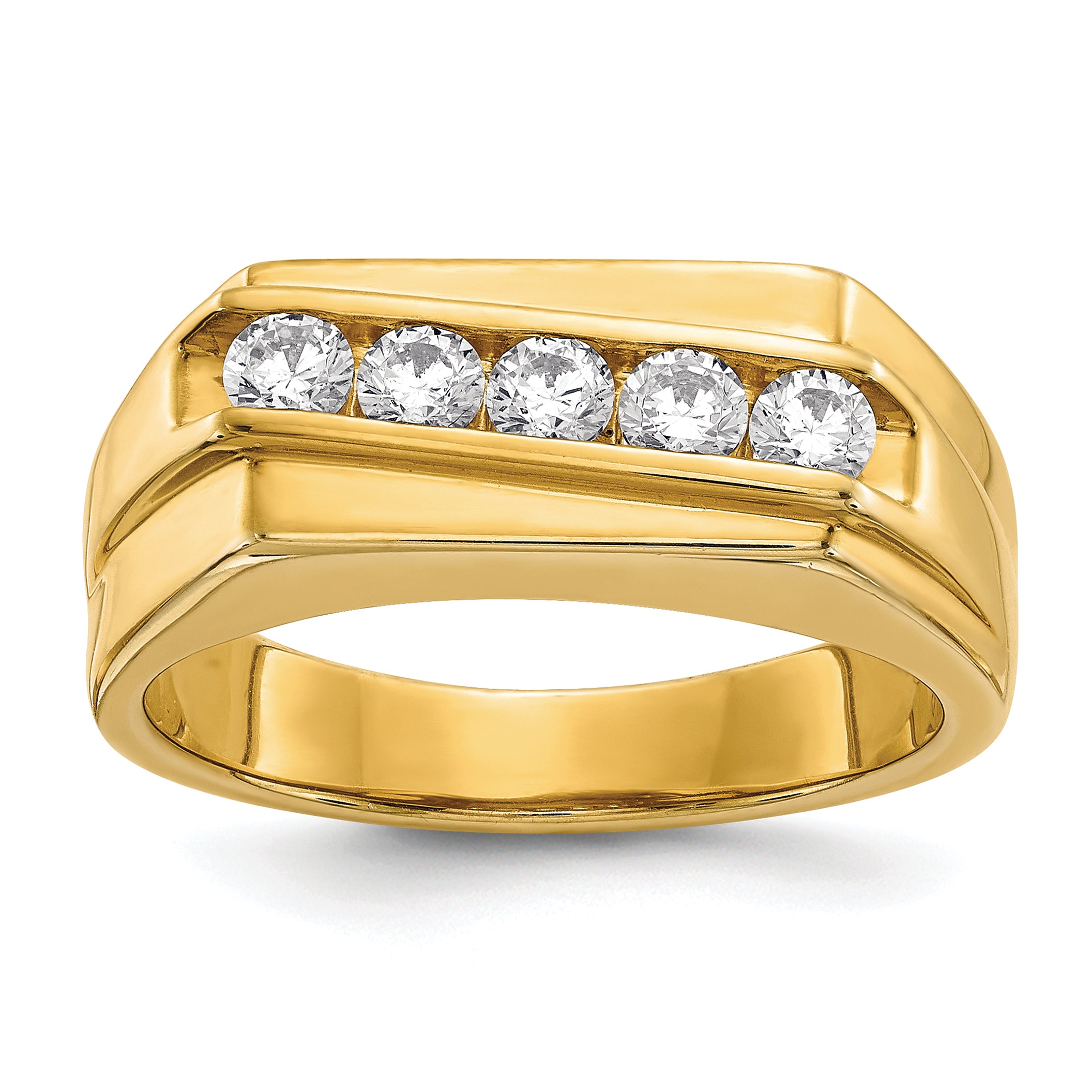 14k Diamond 5-stone Mens Ring Main image