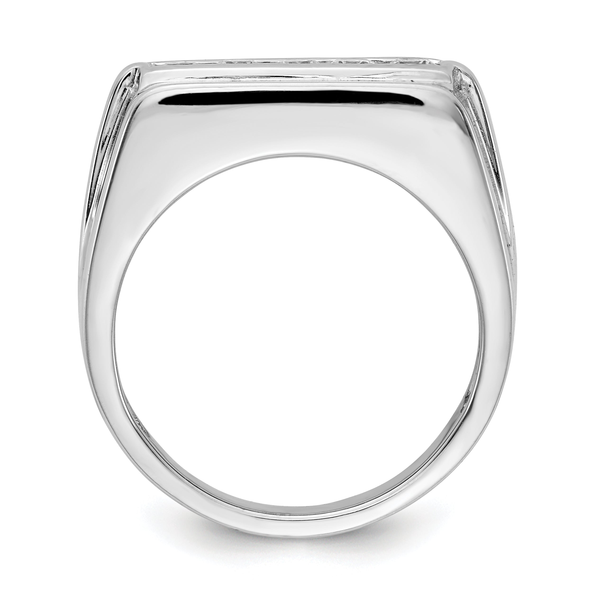 14k White Gold Diamond 5-stone Mens Ring