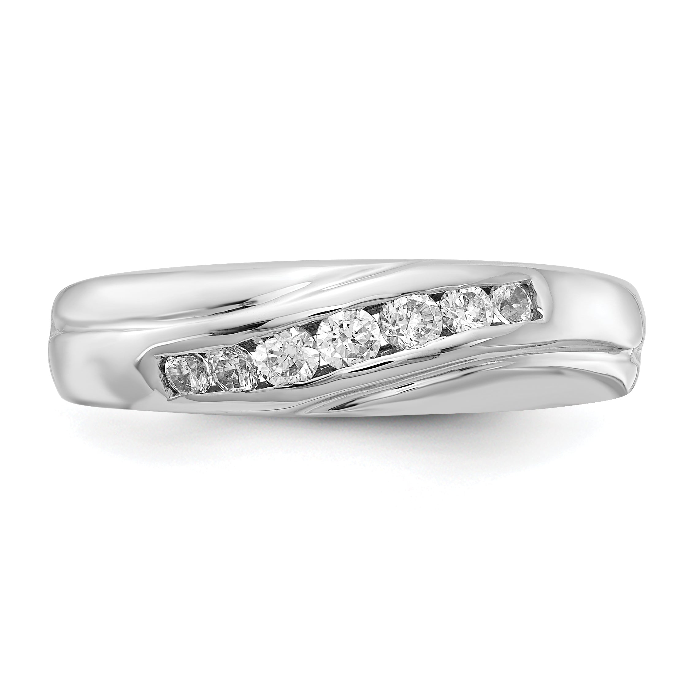 14k White Gold 7-stone Diamond Mens Ring