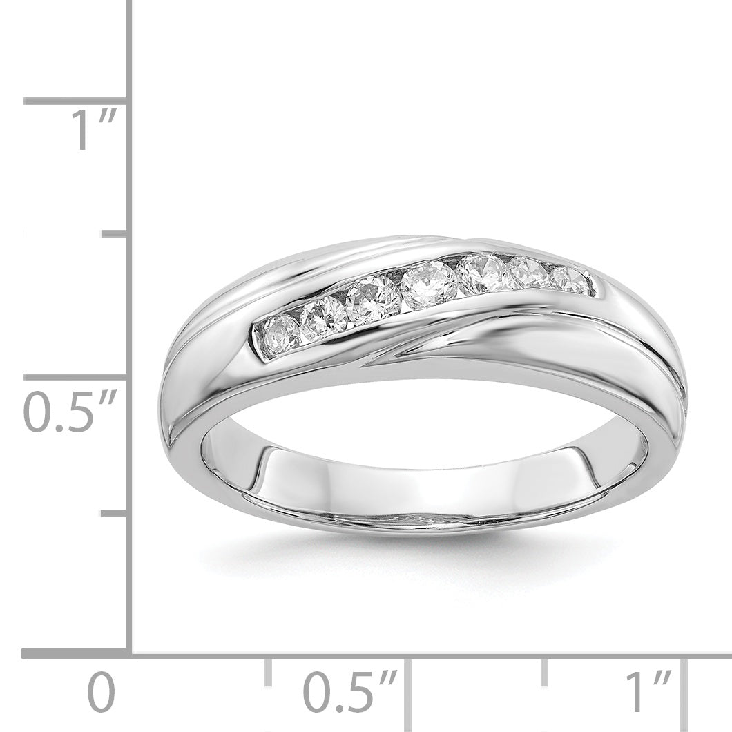 14k White Gold 7-stone Diamond Mens Ring
