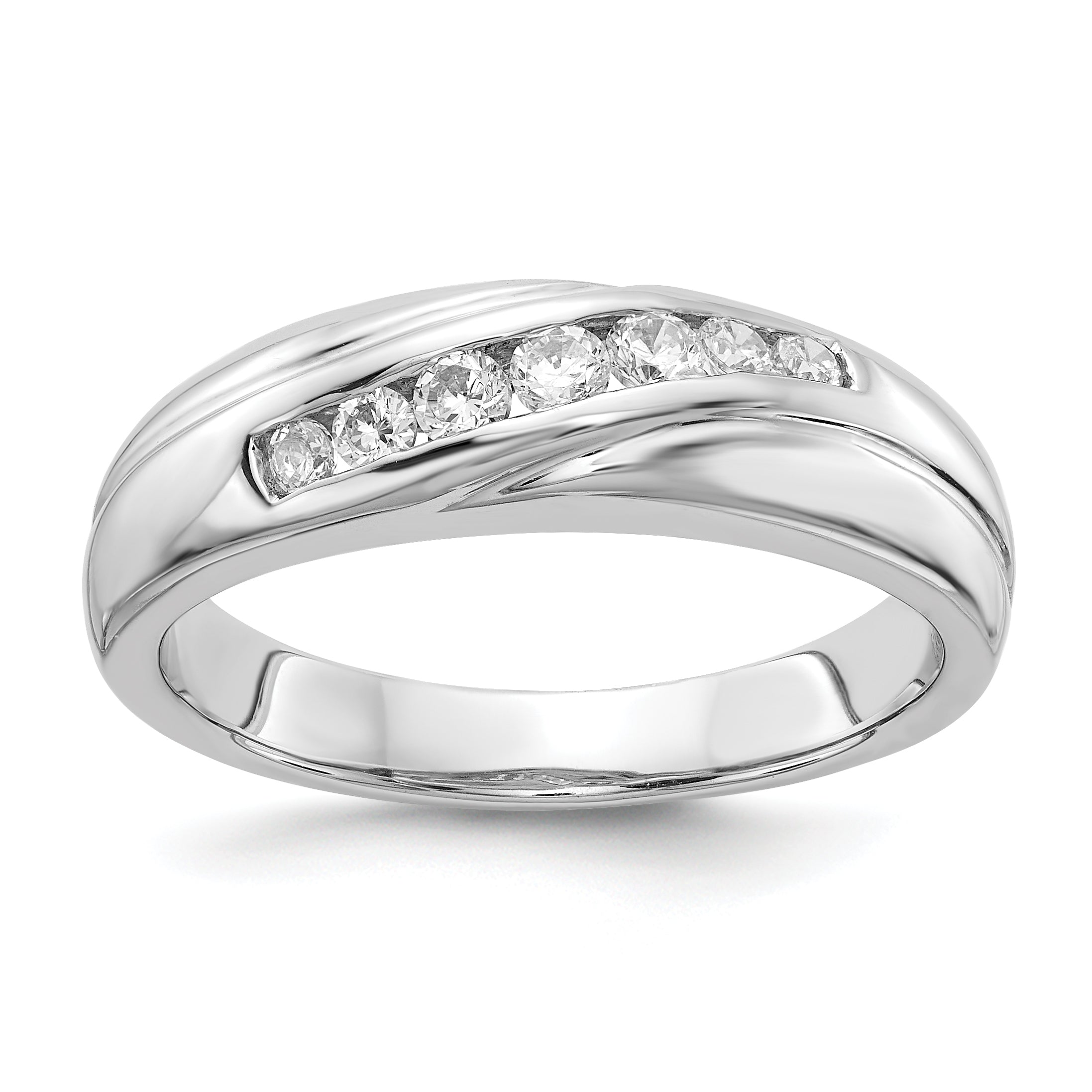 14k White Gold 7-stone Diamond Mens Ring