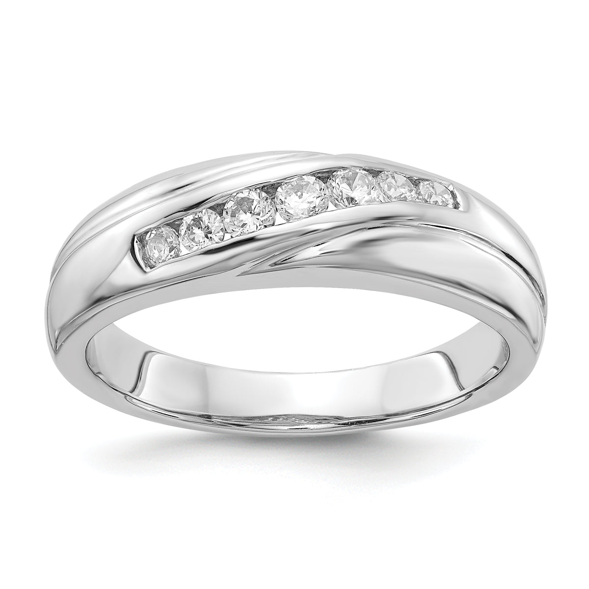 14k White Gold 7-stone Diamond Mens Ring