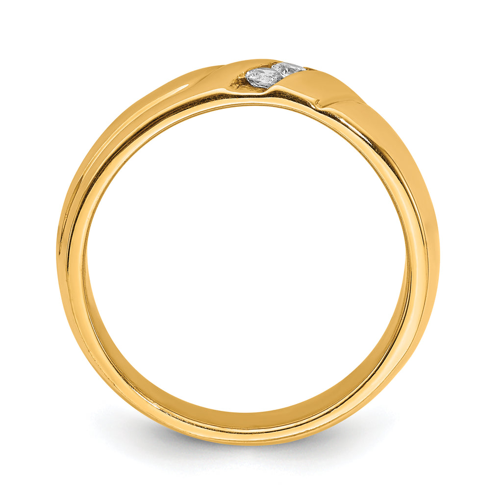 14k Diamond 3-stone Mens Ring