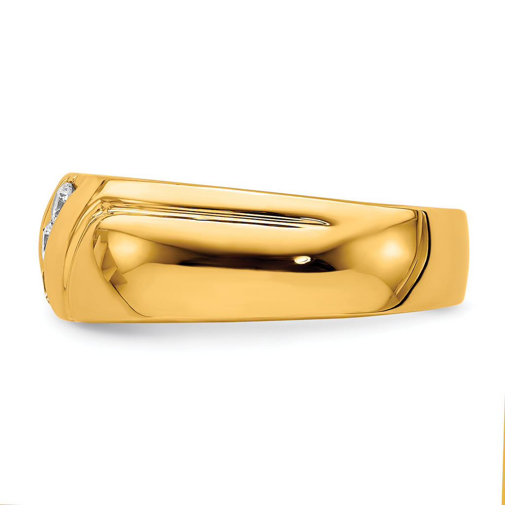 14k Diamond 3-stone Mens Ring