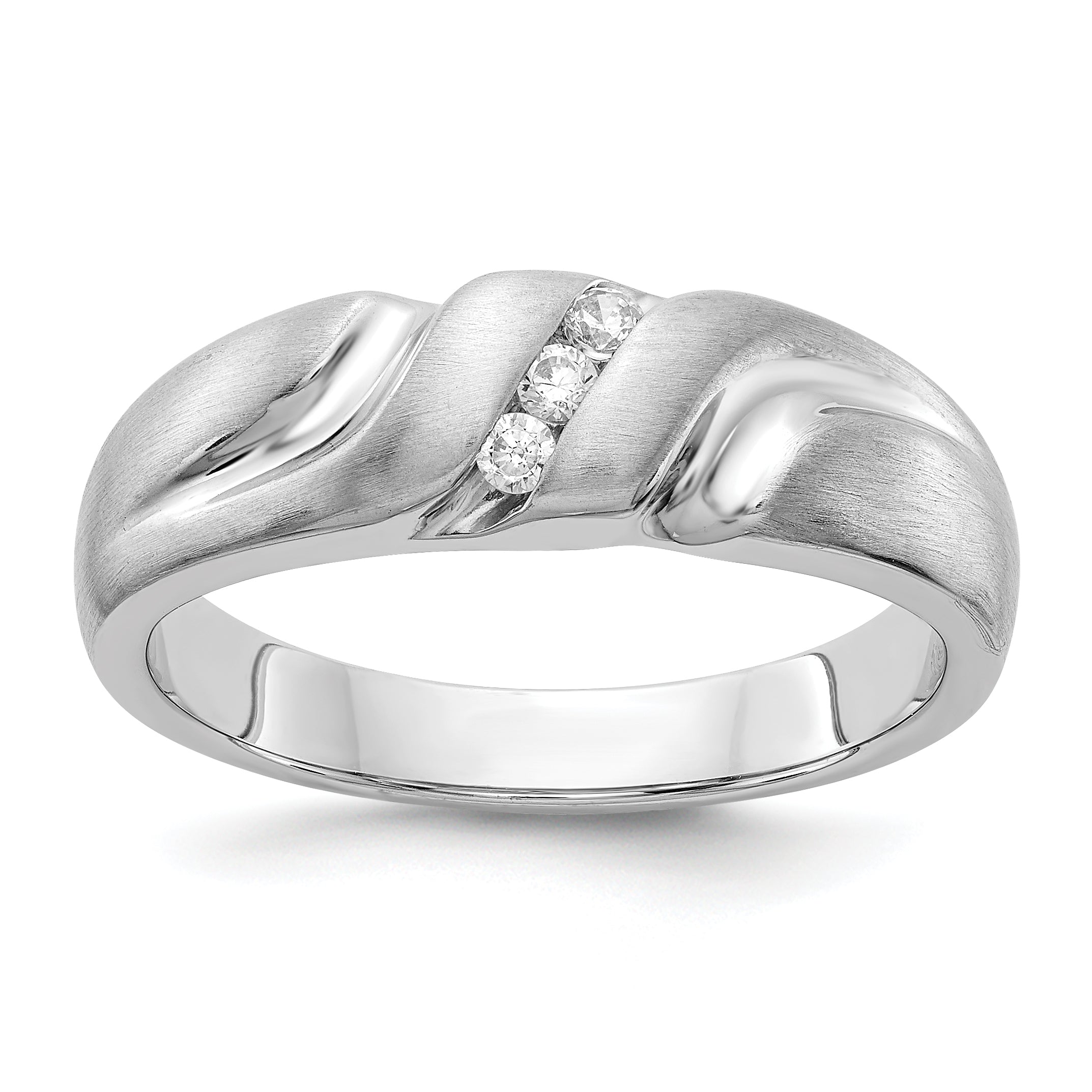 14k White Gold Diamond Mens Ring