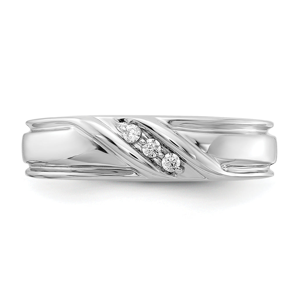 14k White Gold Diamond Mens Ring