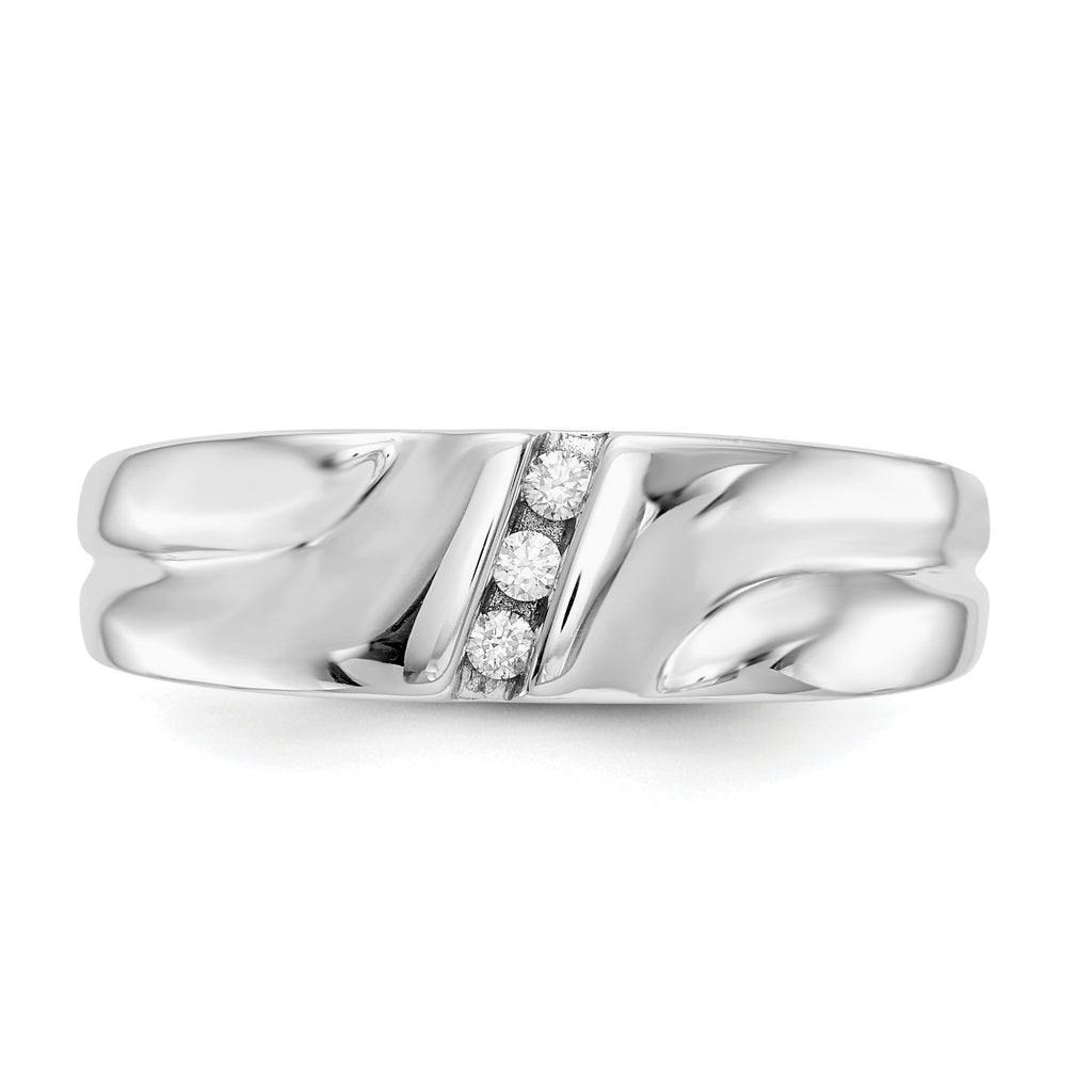 14k White Gold Diamond Mens Ring