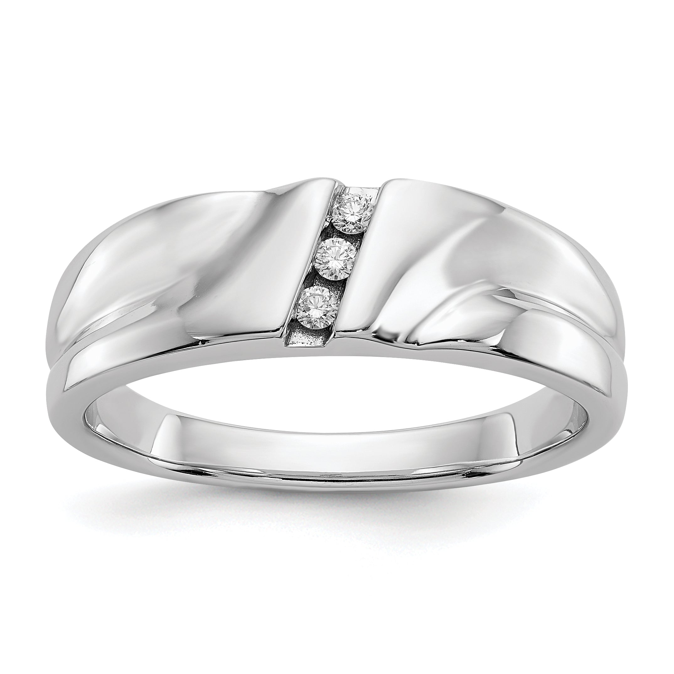 14k White Gold Diamond Mens Ring Main image