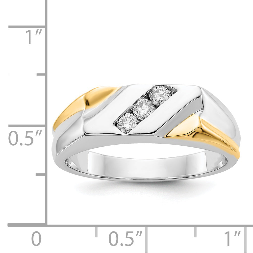 14k Two-tone Gold Diamond Mens Ring
