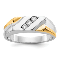 14k Two-tone Gold Diamond Mens Ring