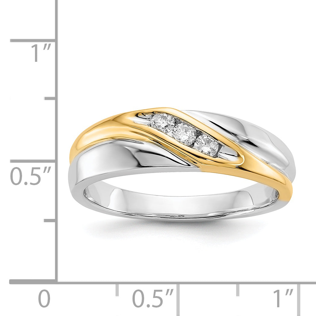 14k Two-tone Diamond Mens Ring