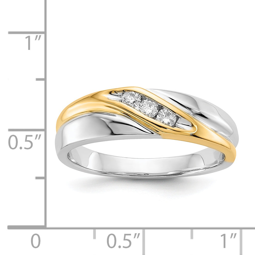 14k Two-tone Diamond Mens Ring