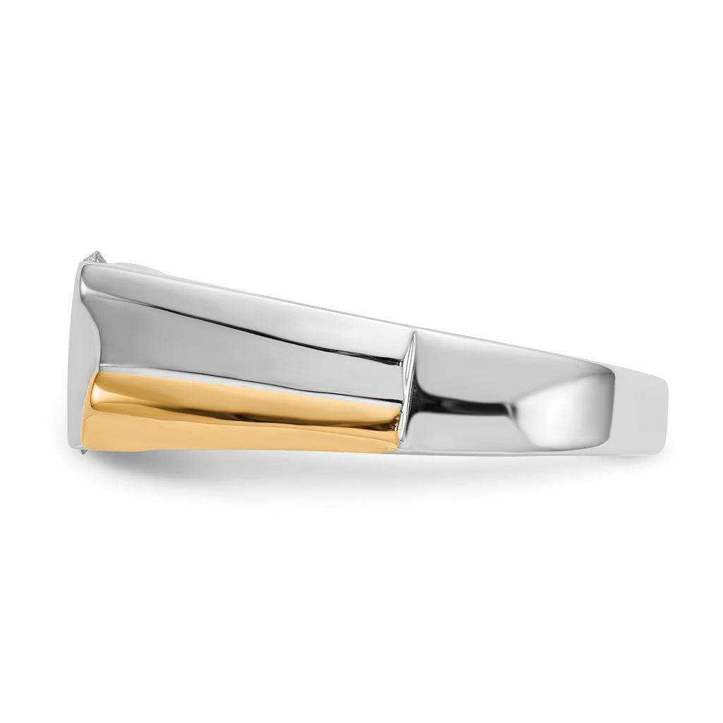 14k Two-tone Gold Diamond Mens Ring