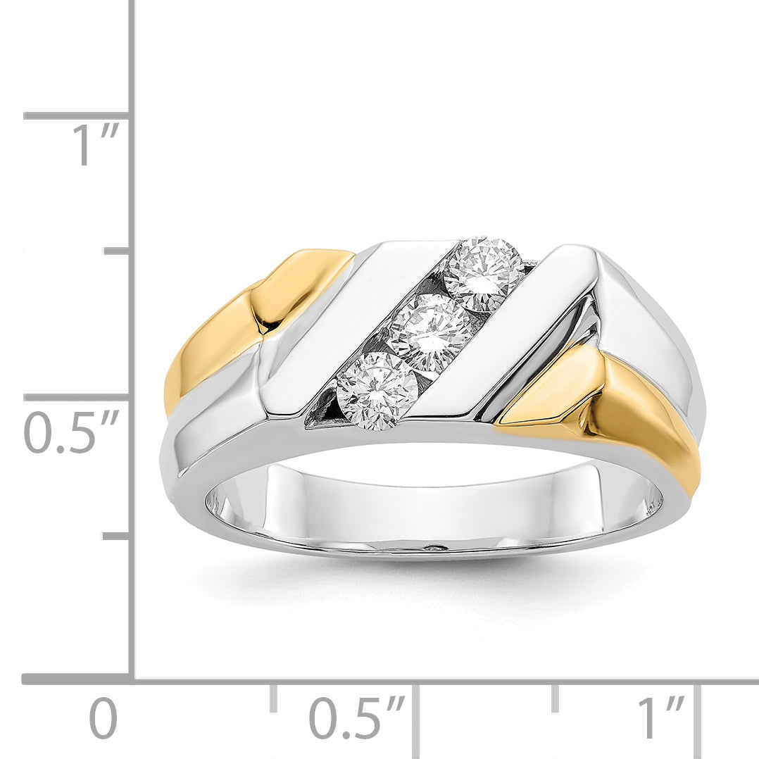 14k Two-tone Gold Diamond Mens Ring