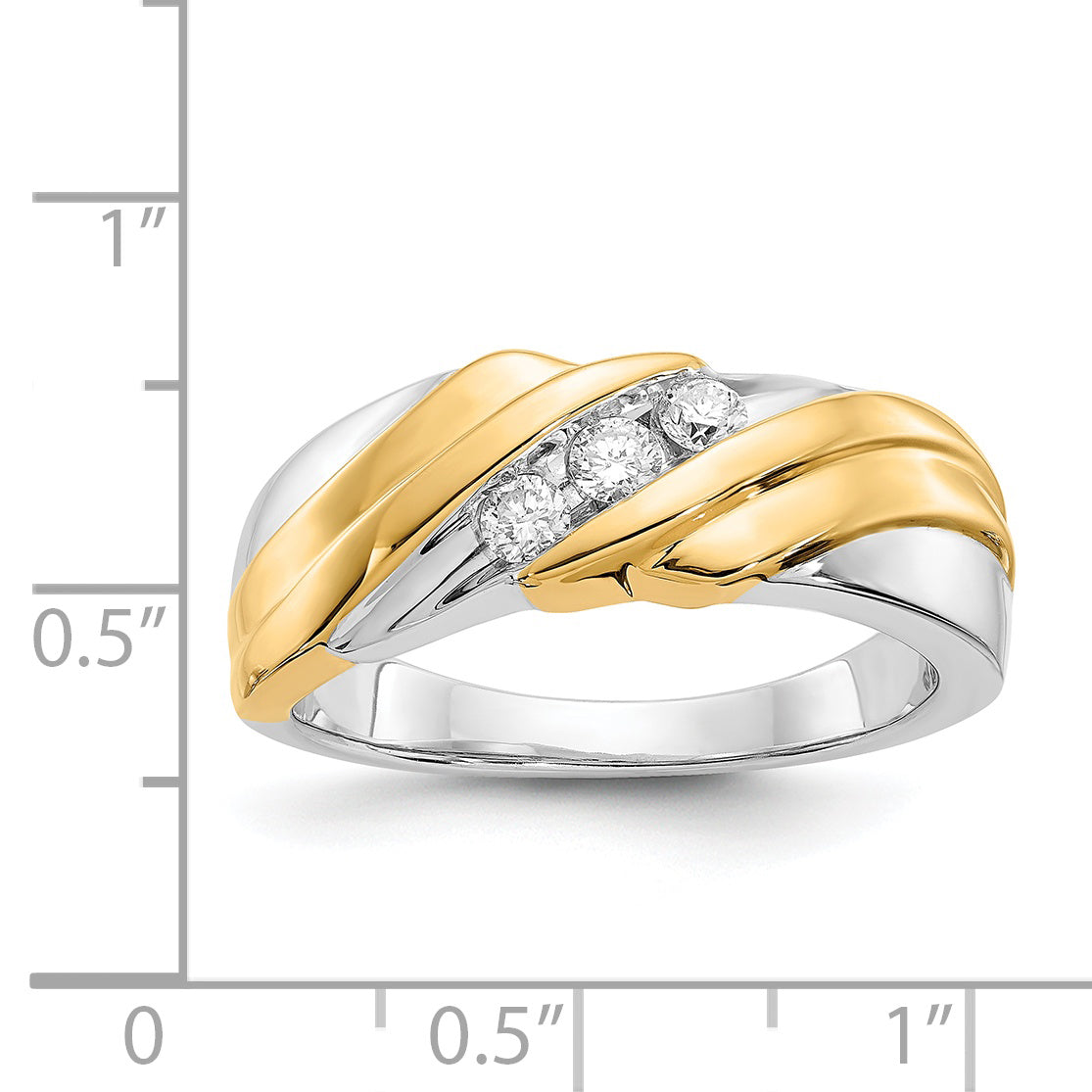 14k Two-tone Diamond Mens Ring
