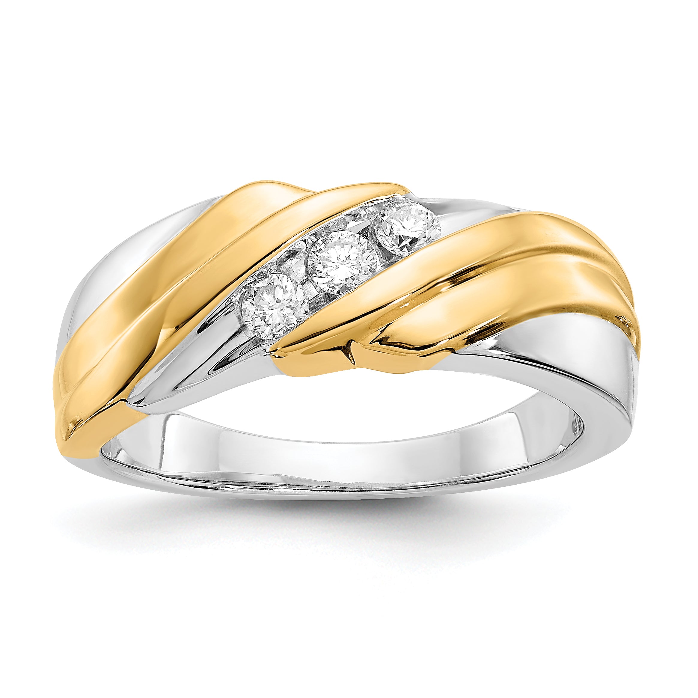 14k Two-tone Diamond Mens Ring Main image
