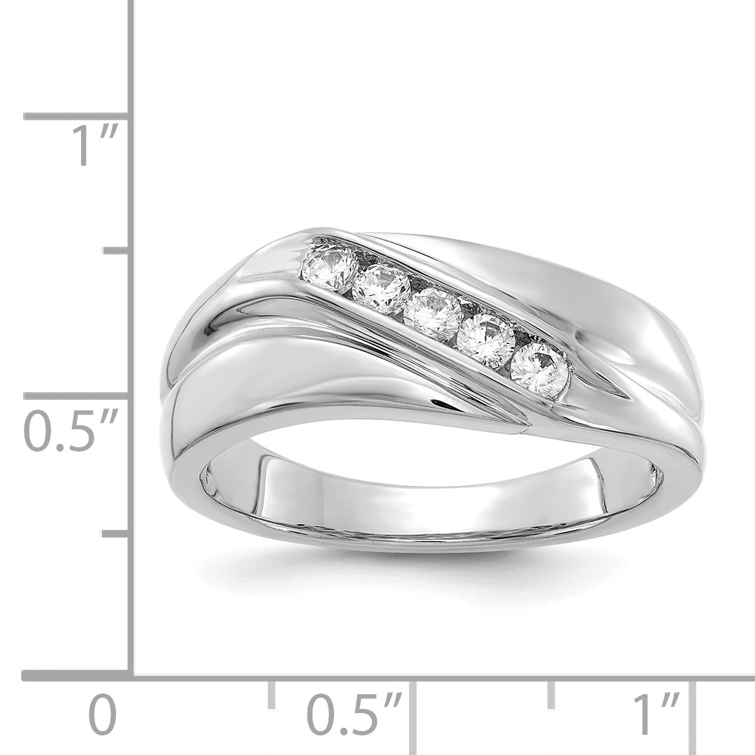 14k White Gold Diamond Mens Ring