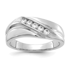 14k White Gold Diamond Mens Ring