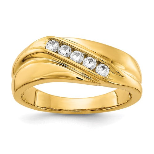 Men's Five-Stone Lab-Grown Diamond Ring in 14K Yellow Gold (1/3 ct. tw.), Size 10 - Sophia Jewelers Main image
