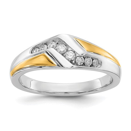 Men's Lab-Grown Diamond Ring in 14K Two-Tone Gold (1/4 ct. tw.), Size 10 - Sophia Jewelers
