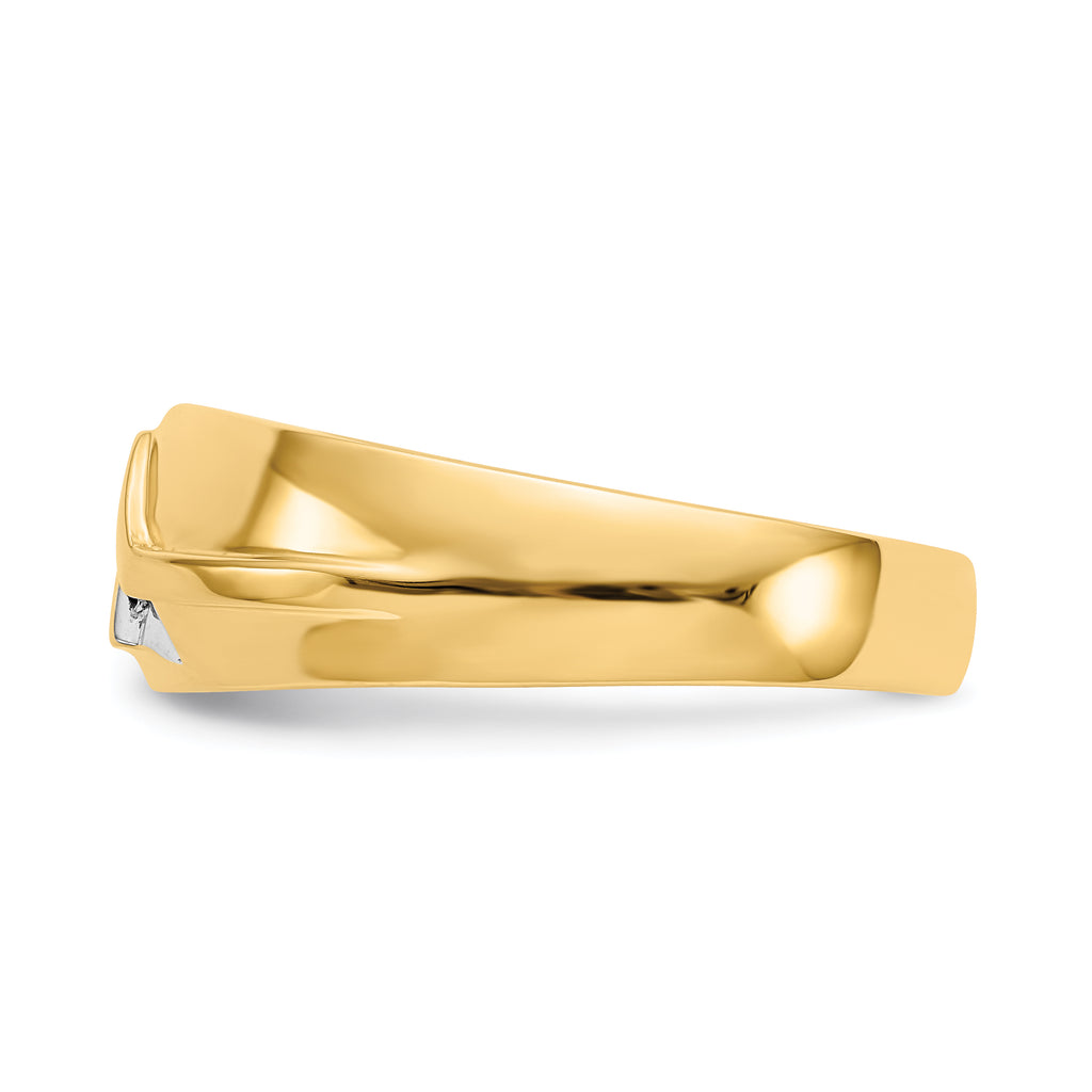 14k and Rhodium Diamond Mens Ring
