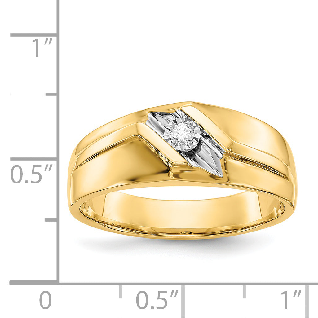 14k and Rhodium Diamond Mens Ring
