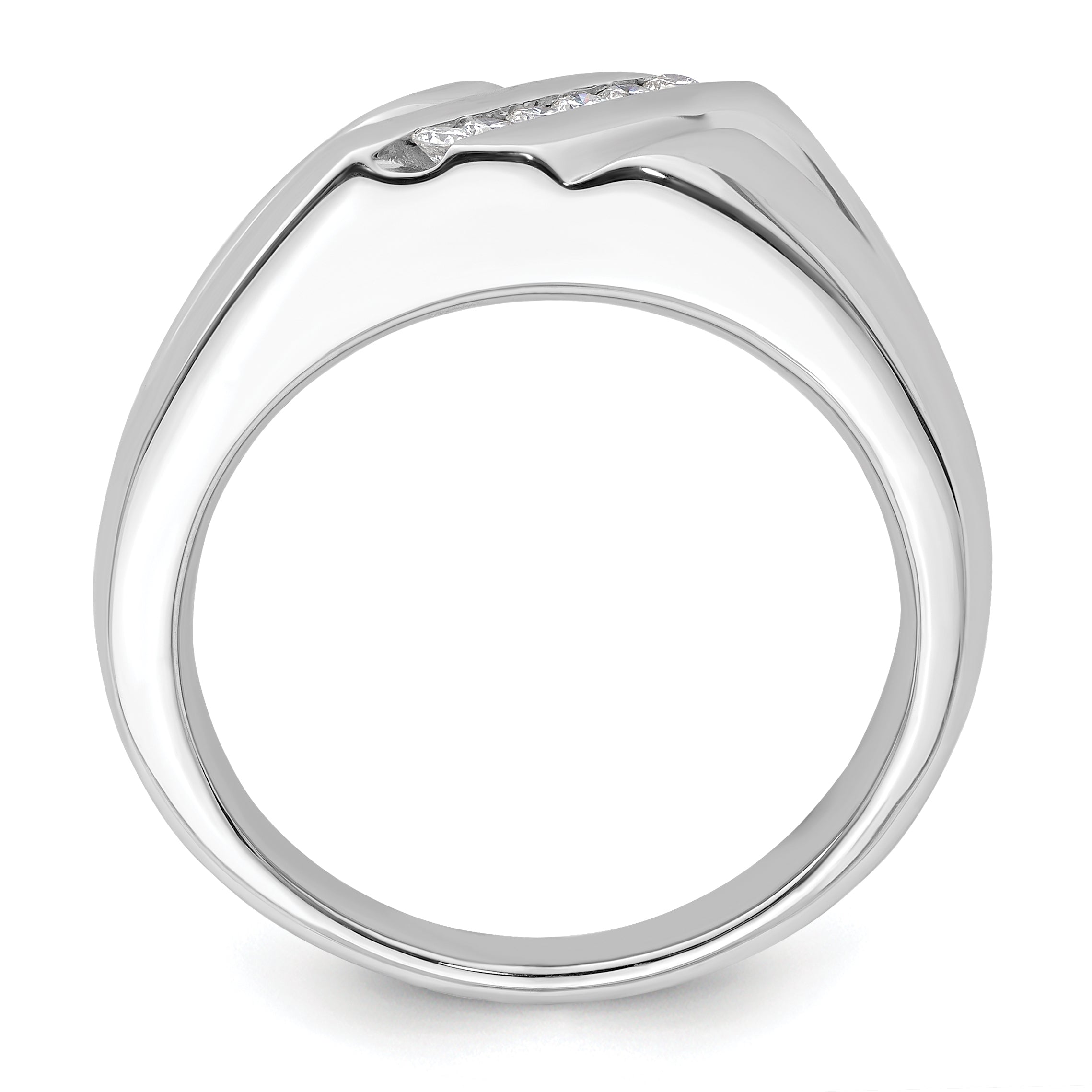 14k White Gold 1/6 carat Lab Grown Diamond VS/SI+ G+ Six Stone Complete Men's Ring