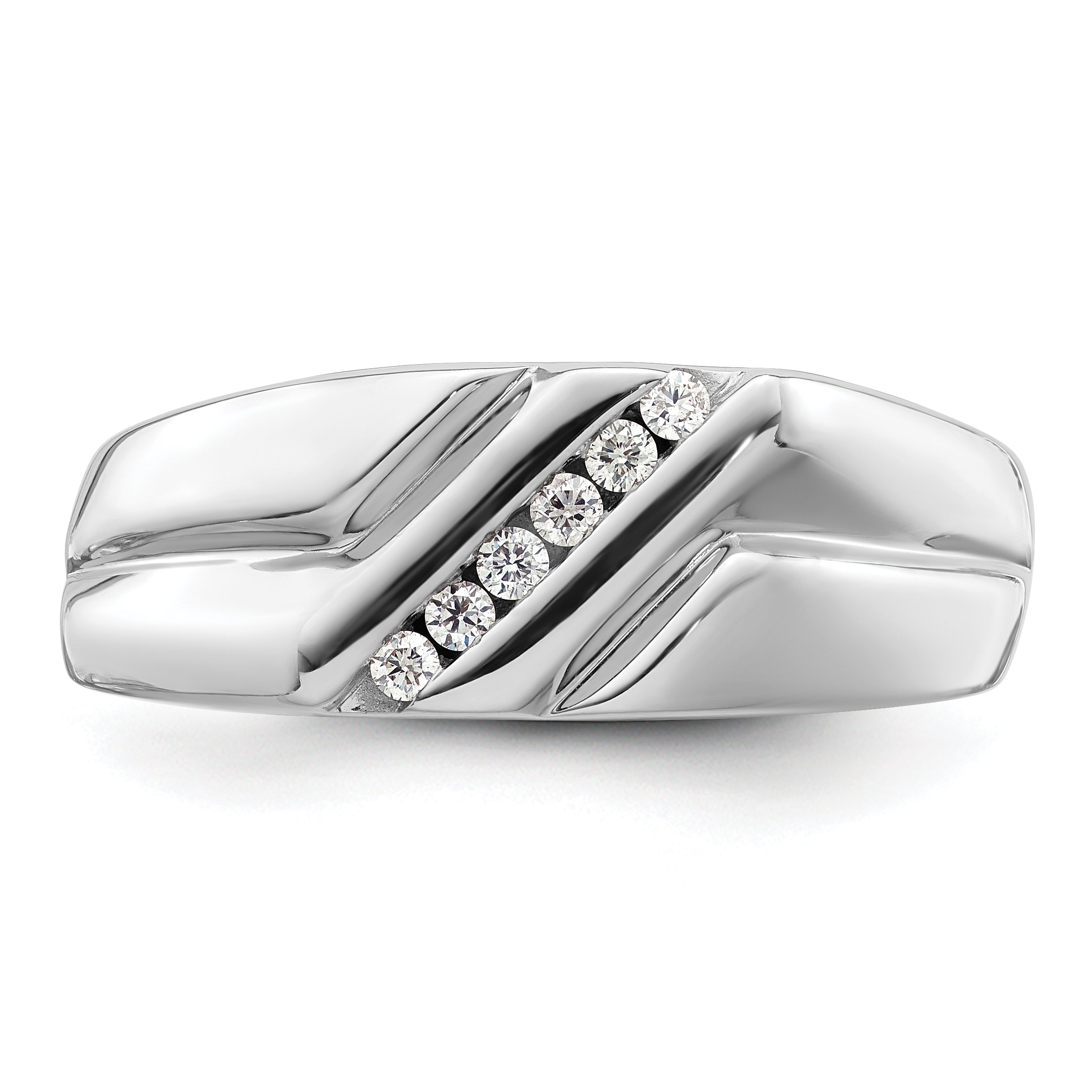 14k White Gold 1/6 carat Lab Grown Diamond VS/SI+ G+ Six Stone Complete Men's Ring