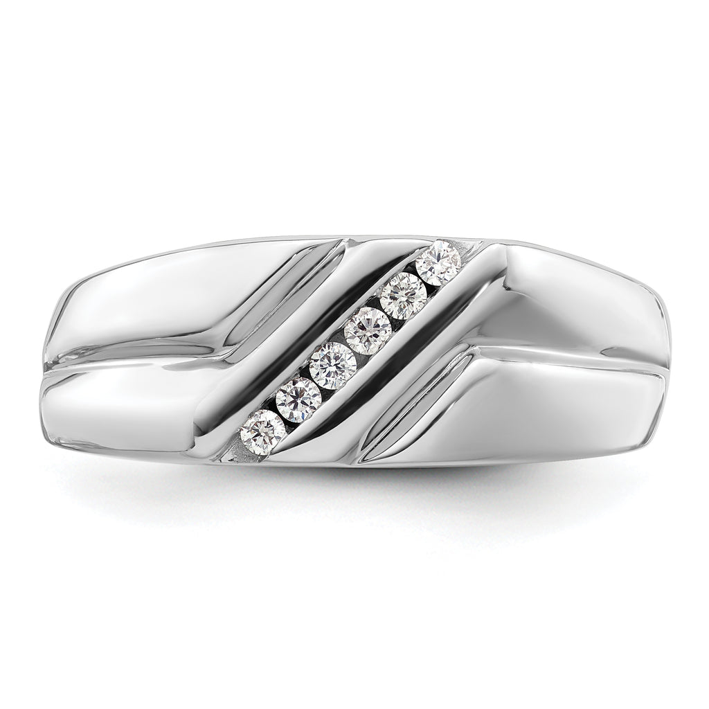 14k White Gold 1/6 carat Lab Grown Diamond VS/SI+ G+ Six Stone Complete Men's Ring
