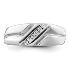 14k White Gold 1/6 carat Lab Grown Diamond VS/SI+ G+ Six Stone Complete Men's Ring