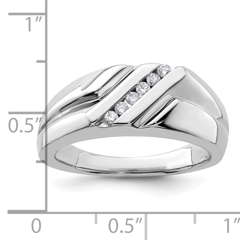 14k White Gold 1/6 carat Lab Grown Diamond VS/SI+ G+ Six Stone Complete Men's Ring