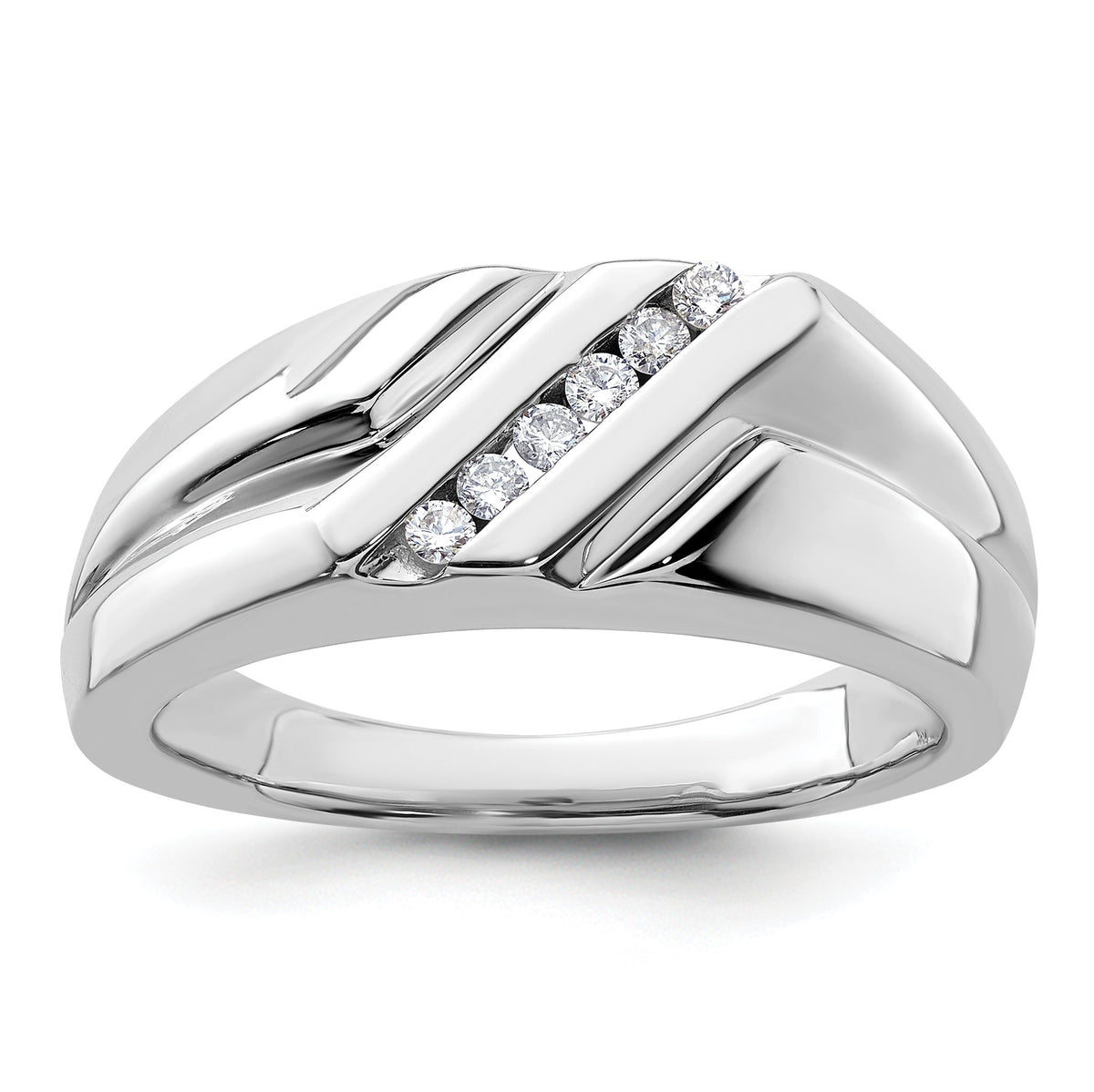 Men's Lab-Grown Diamond Six-Stone Ring in 14K White Gold (1/6 ct. tw.), Size 10 - Sophia Jewelers Main image