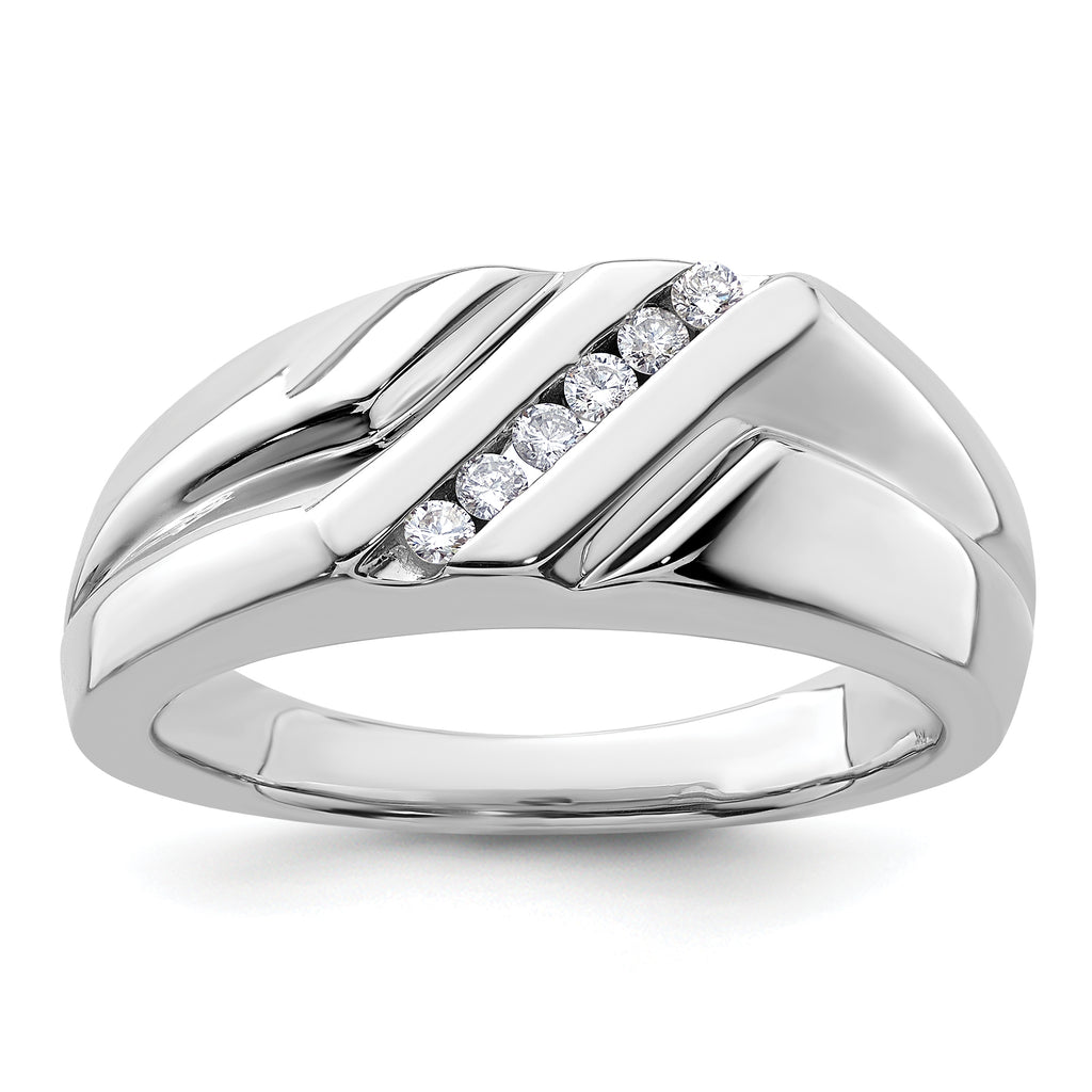 14k White Gold 1/6 carat Lab Grown Diamond VS/SI+ G+ Six Stone Complete Men's Ring