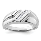 14k White Gold 1/6 carat Lab Grown Diamond VS/SI+ G+ Six Stone Complete Men's Ring