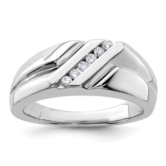14k White Gold 1/6 carat Lab Grown Diamond VS/SI+ G+ Six Stone Complete Men's Ring