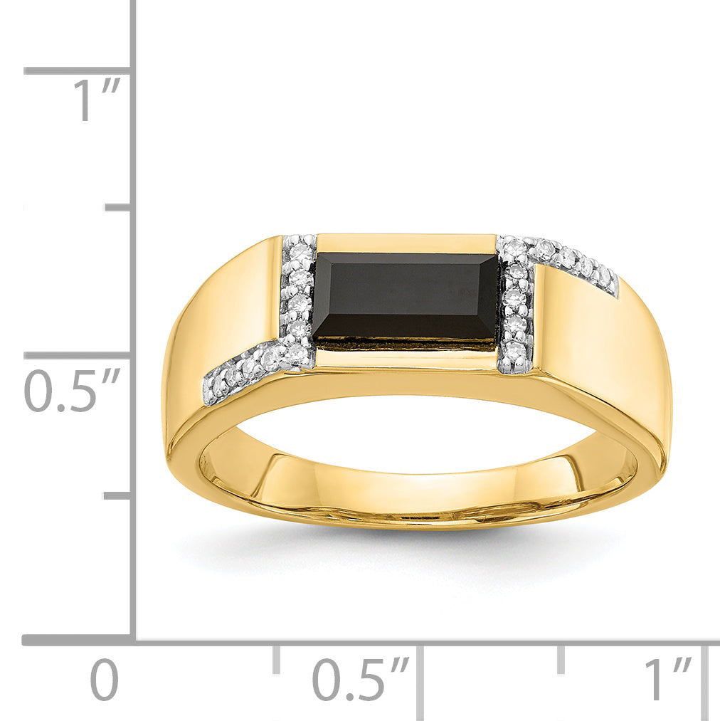 14k Onyx and Diamond Mens Ring