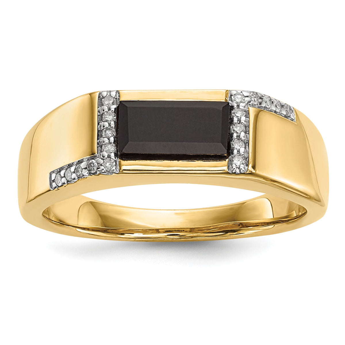 Men's Onyx & Diamond Ring in 14K Yellow Gold, 3mm (1/10 ct. tw.), Size 10 - Sophia Jewelers Main image