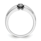 14k White Gold Black Diamond Mens Ring