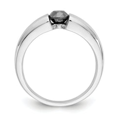 14k White Gold Black Diamond Mens Ring