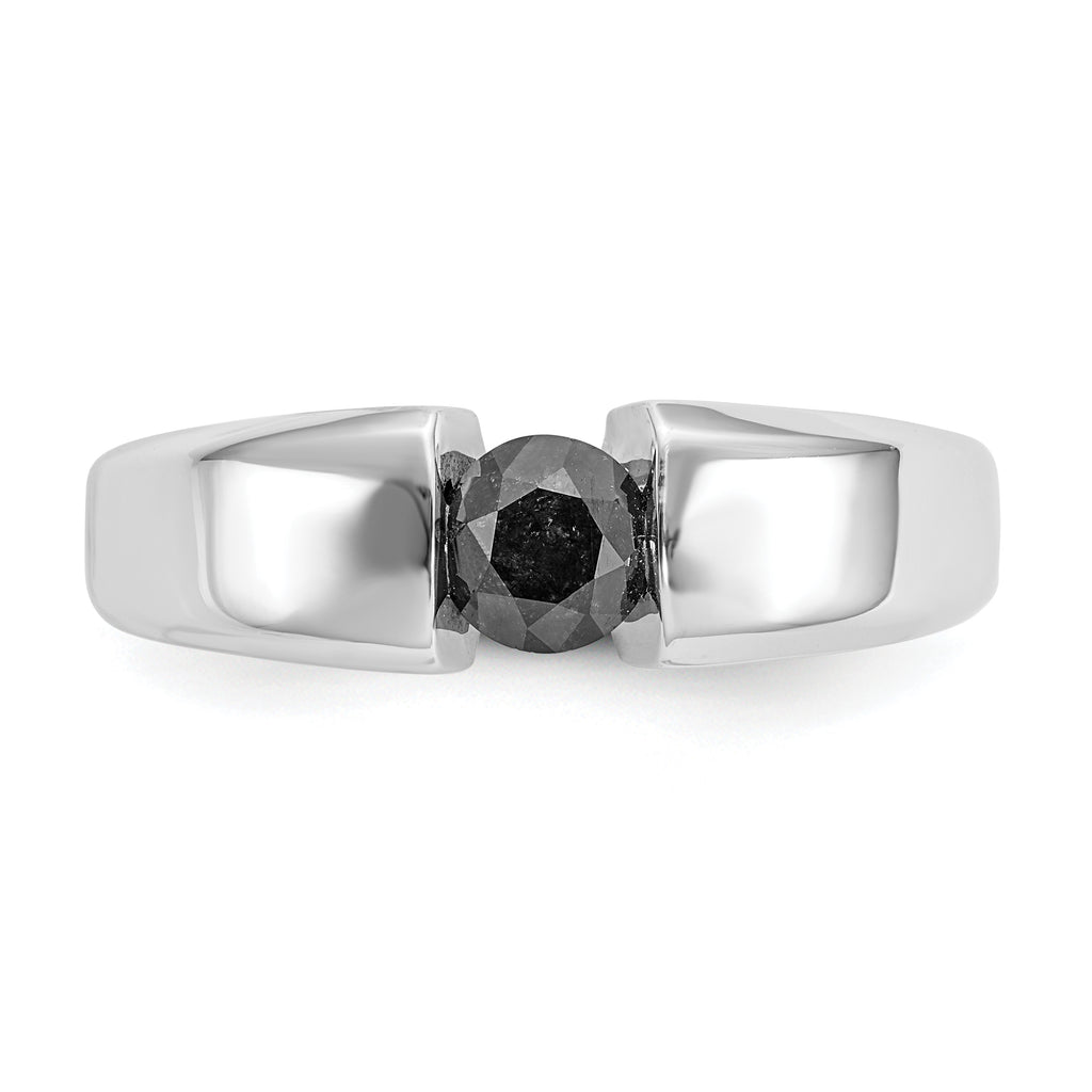 14k White Gold Black Diamond Mens Ring