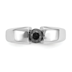 14k White Gold Black Diamond Mens Ring