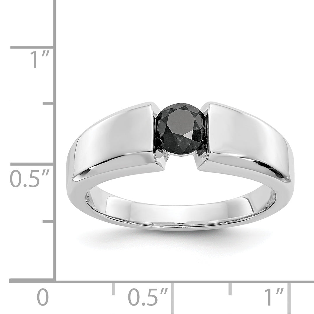 14k White Gold Black Diamond Mens Ring