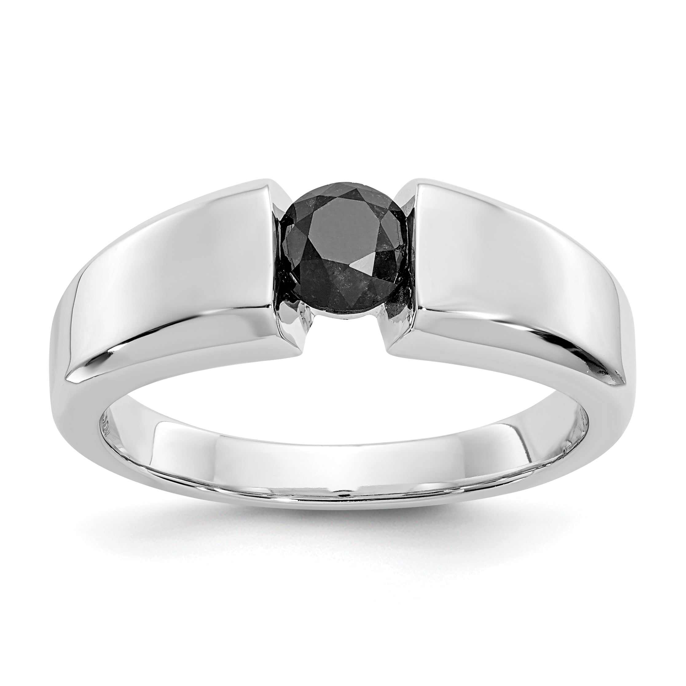 14k White Gold Black Diamond Mens Ring Main image