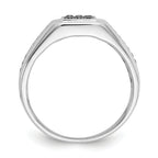 14k White Gold White and Black Diamond Square Mens Ring