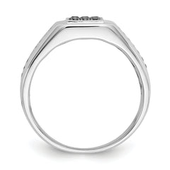 14k White Gold White and Black Diamond Square Mens Ring